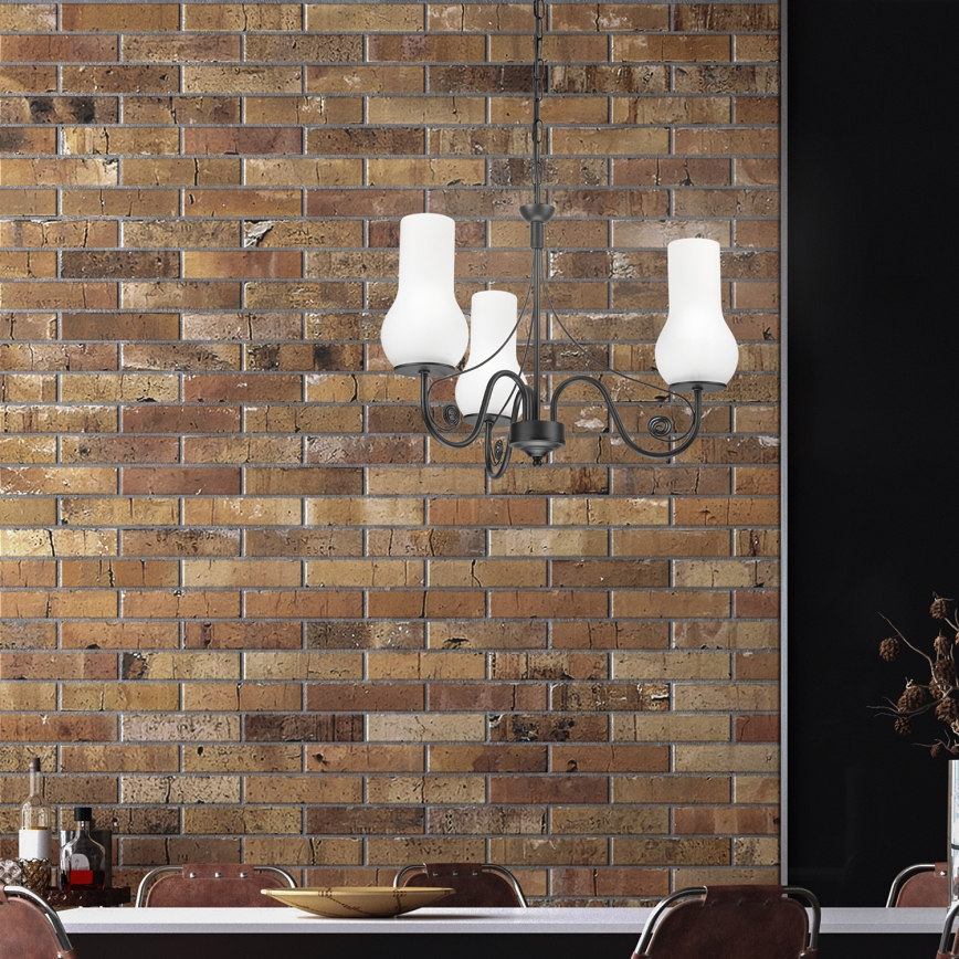 Brilagi - Luster na reťazi COTTAGE 3xE14/40W/230V čierna/biela