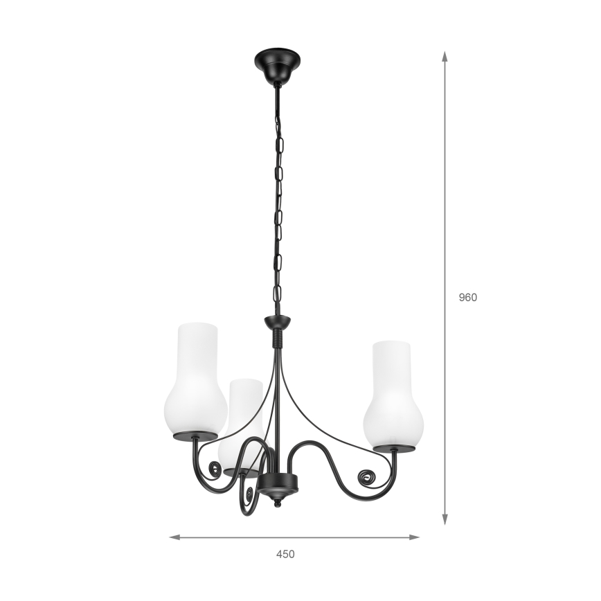 Brilagi - Luster na reťazi COTTAGE 3xE14/40W/230V čierna/biela