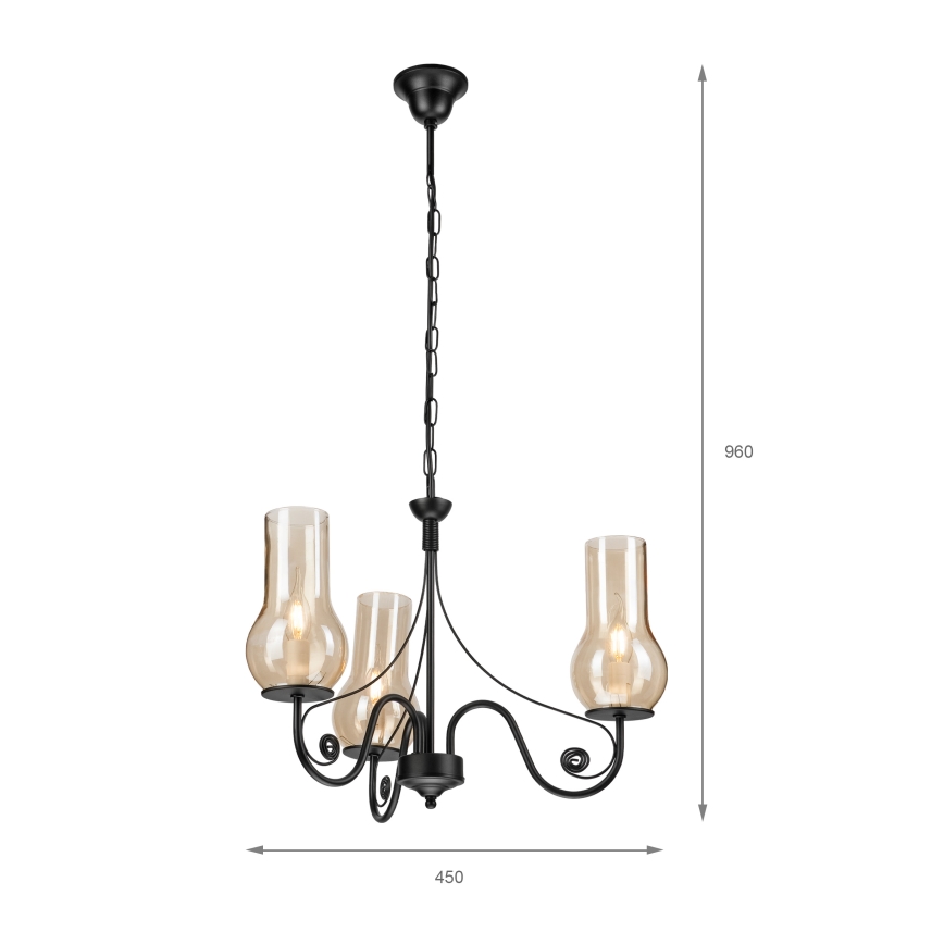 Brilagi - Luster na reťazi COTTAGE 3xE14/40W/230V čierna/hnedá