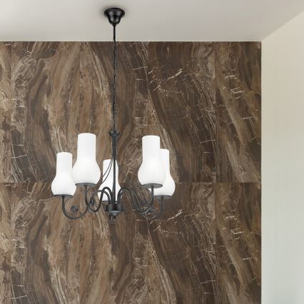 Brilagi - Luster na reťazi COTTAGE 5xE14/40W/230V čierna/biela