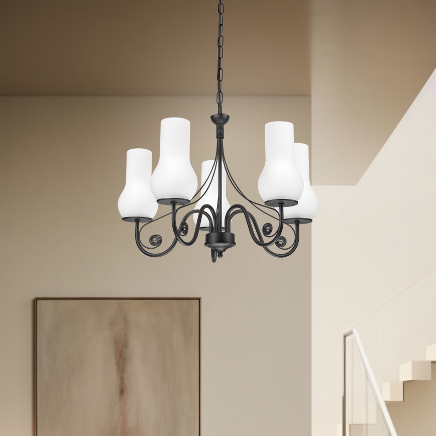 Brilagi - Luster na reťazi COTTAGE 5xE14/40W/230V čierna/biela