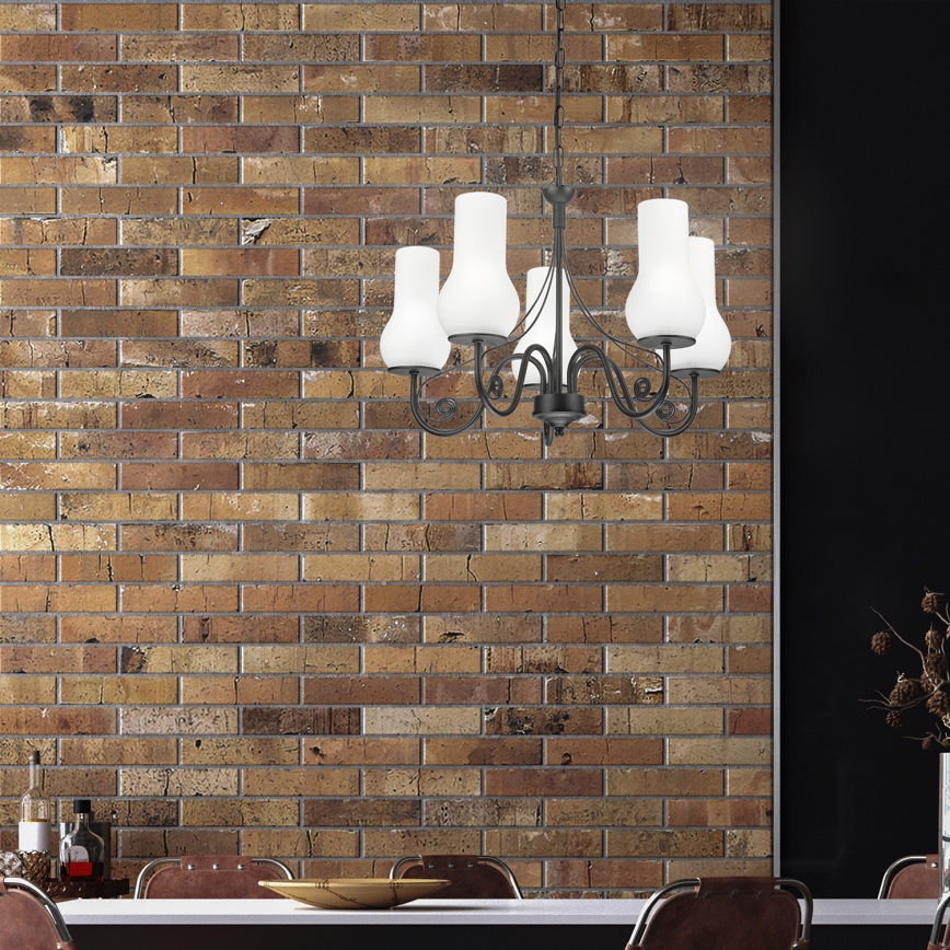 Brilagi - Luster na reťazi COTTAGE 5xE14/40W/230V čierna/biela