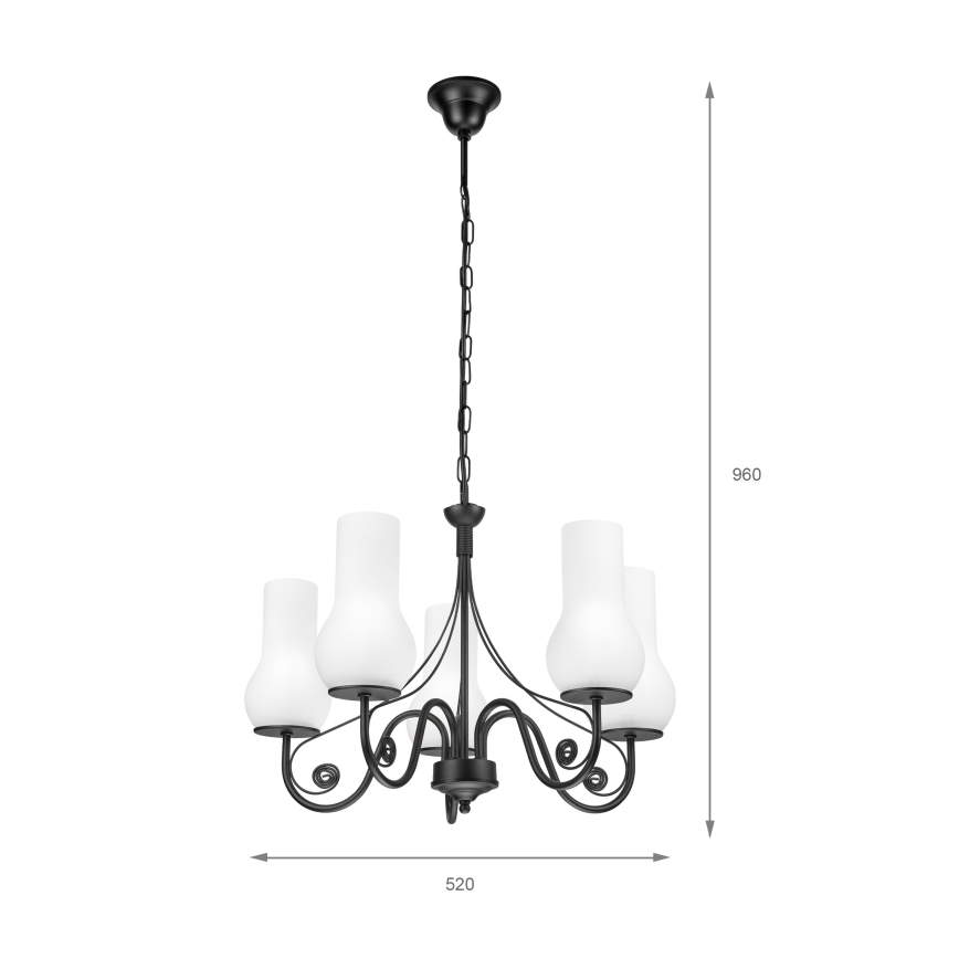 Brilagi - Luster na reťazi COTTAGE 5xE14/40W/230V čierna/biela
