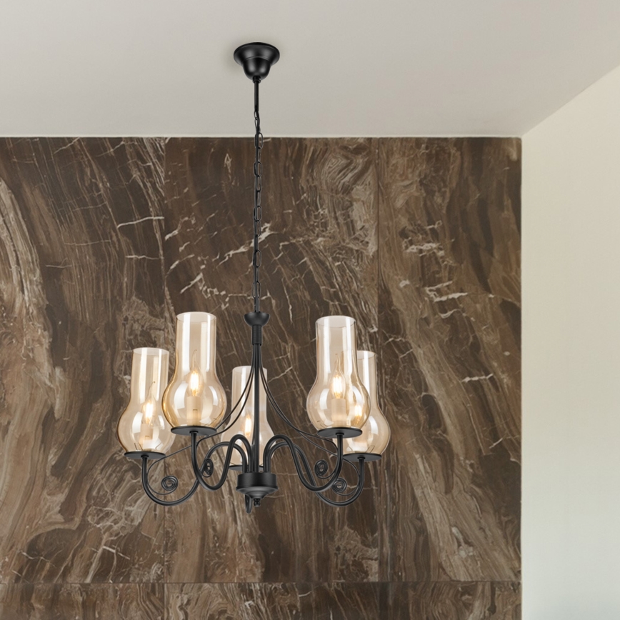Brilagi - Luster na reťazi COTTAGE 5xE14/40W/230V čierna/hnedá