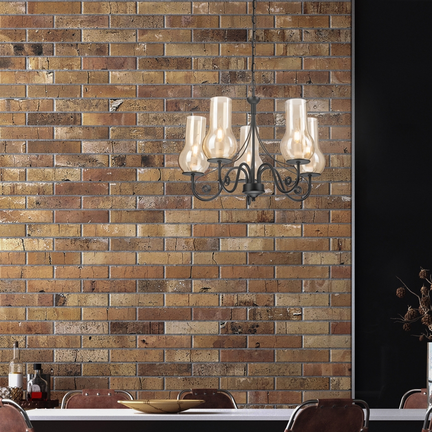 Brilagi - Luster na reťazi COTTAGE 5xE14/40W/230V čierna/hnedá