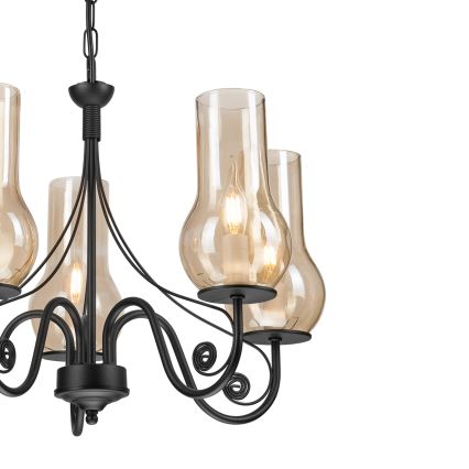 Brilagi - Luster na reťazi COTTAGE 5xE14/40W/230V čierna/hnedá