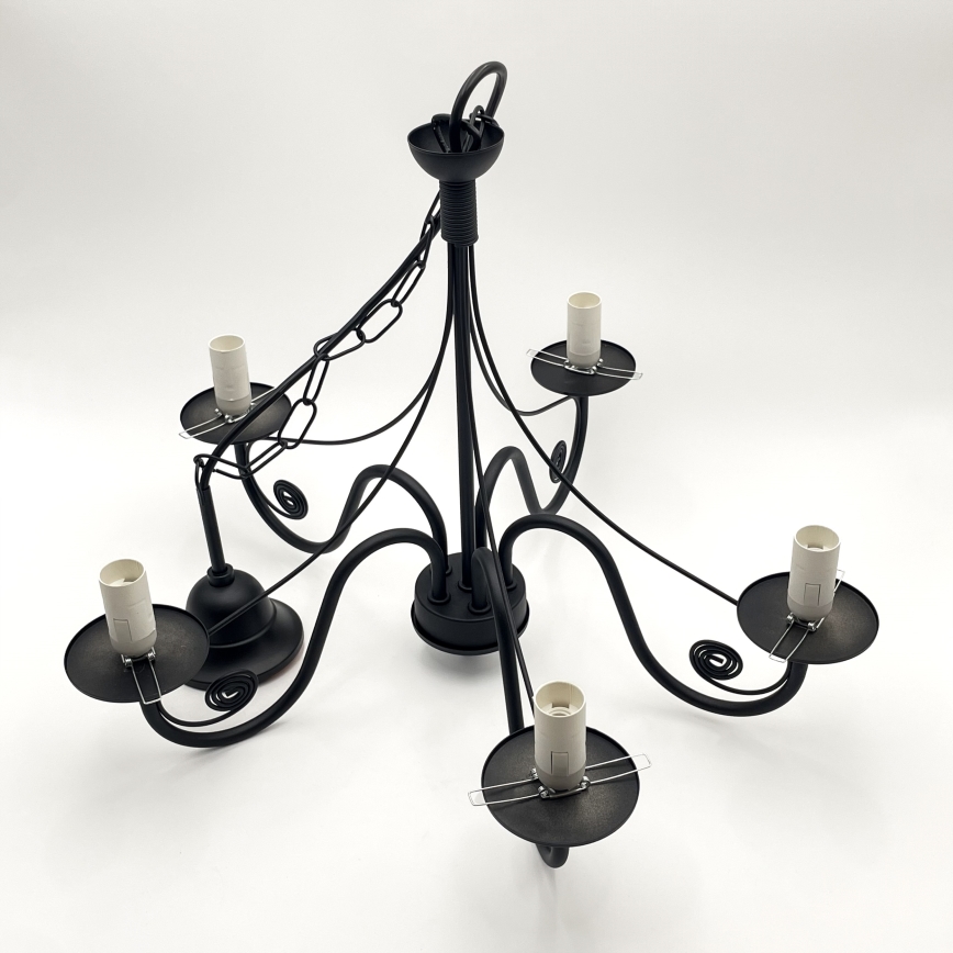 Brilagi - Luster na reťazi COTTAGE 5xE14/40W/230V čierna/hnedá