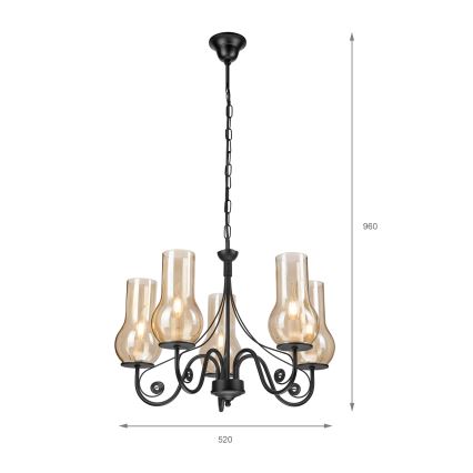 Brilagi - Luster na reťazi COTTAGE 5xE14/40W/230V čierna/hnedá