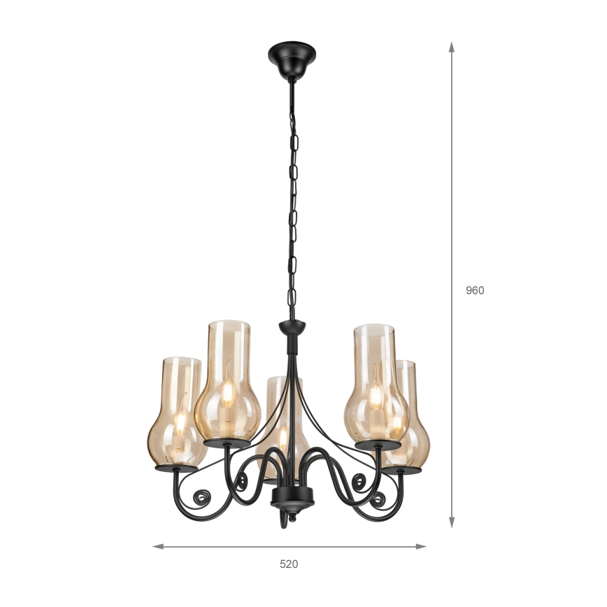 Brilagi - Luster na reťazi COTTAGE 5xE14/40W/230V čierna/hnedá