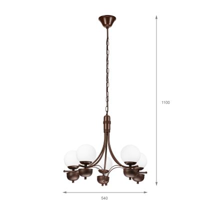 Brilagi - Luster na reťazi COTTAGE 5xG9/40W/230V dub/biela