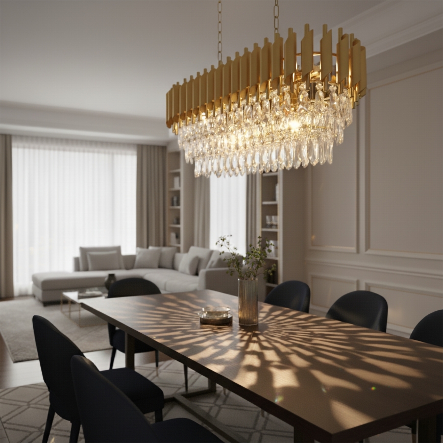 Brilagi - Luster na reťazi ECLIPSE 10xE14/10W/230V 78x28 cm zlatý