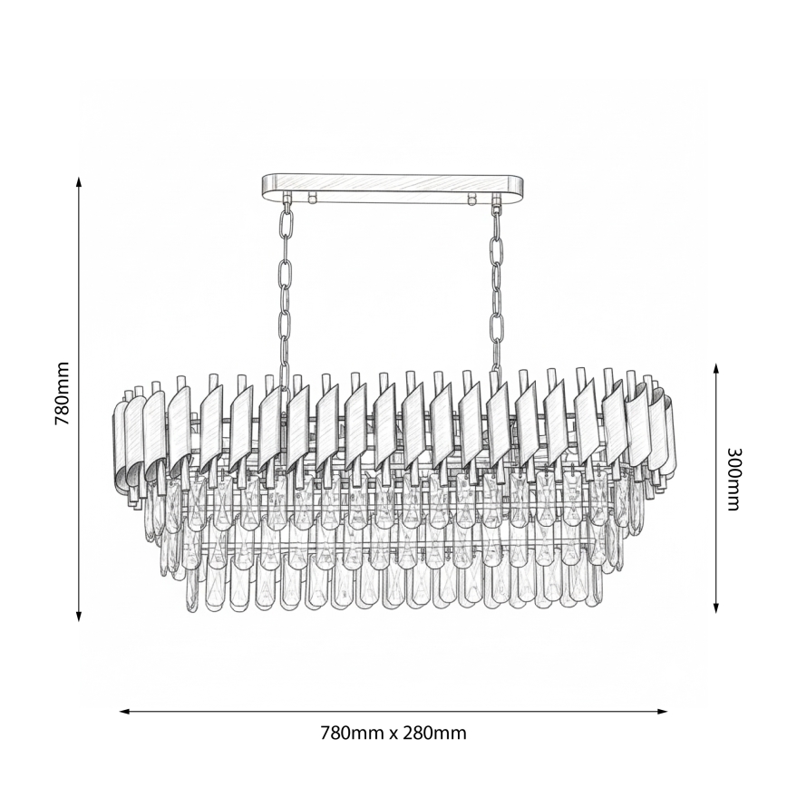Brilagi - Luster na reťazi ECLIPSE 10xE14/10W/230V 78x28 cm zlatý