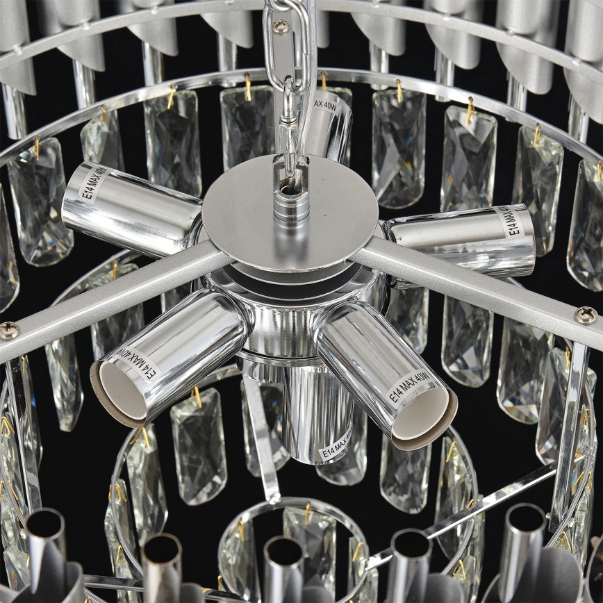 Brilagi - Luster na reťazi ECLIPSE 7xE14/10W/230V pr. 48 cm strieborný