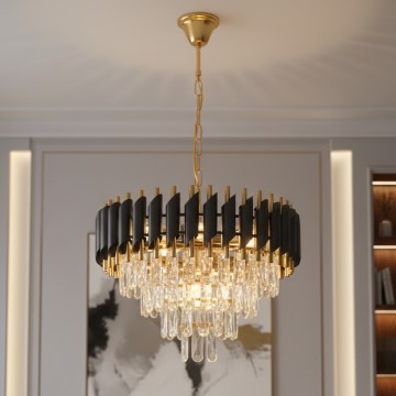 Brilagi - Luster na reťazi ECLIPSE 7xE14/10W/230V priemer 48 cm čierna/zlatá