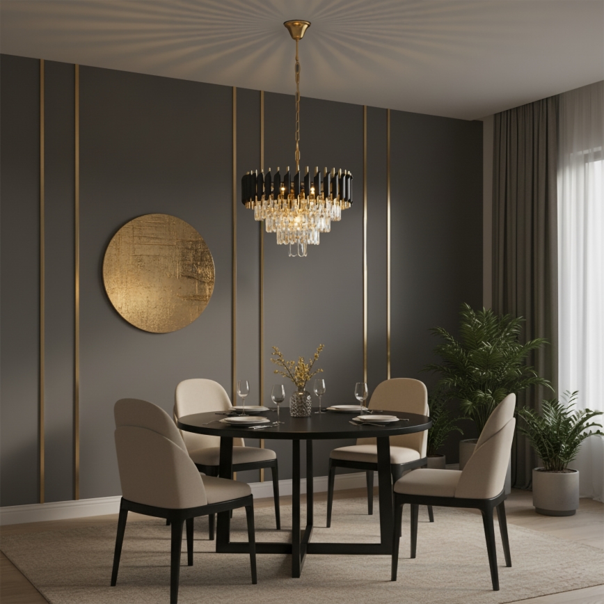 Brilagi - Luster na reťazi ECLIPSE 7xE14/10W/230V priemer 48 cm čierna/zlatá