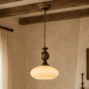 BRILAGI - Luster na reťazi MOLLERO 1xE27/15W/230V priemer 24 cm bronz/patina