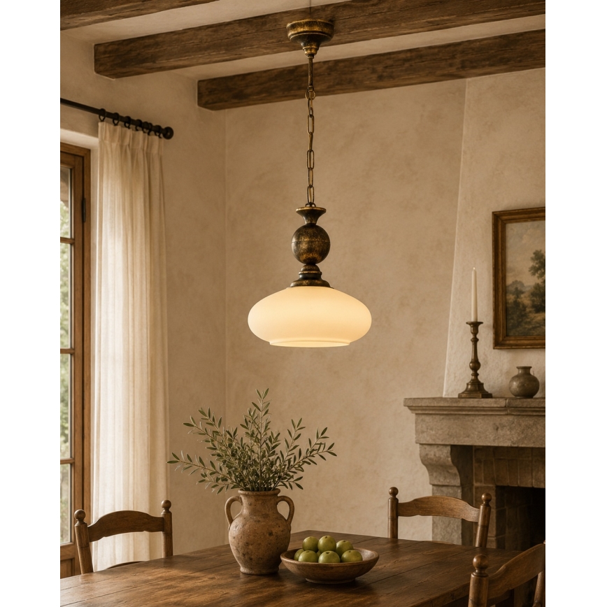 BRILAGI - Luster na reťazi MOLLERO 1xE27/15W/230V priemer 24 cm bronz/patina