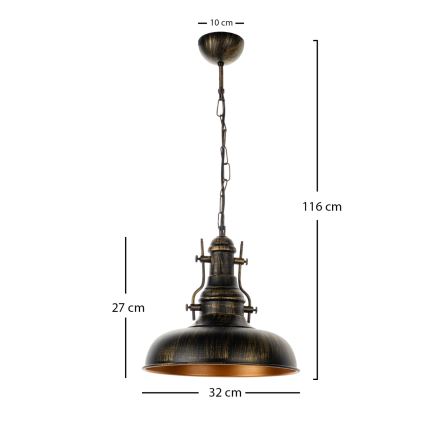 Brilagi - Luster na reťazi PYRONIC 1xE27/40W/230V, priemer 32 cm, bronzová s patinou