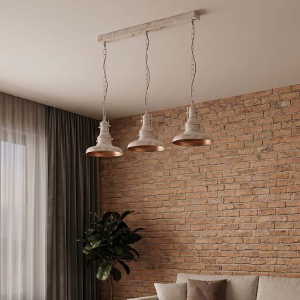 Brilagi - Luster na reťazi PYRONIC 3xE27/40W/230V krémová/patina