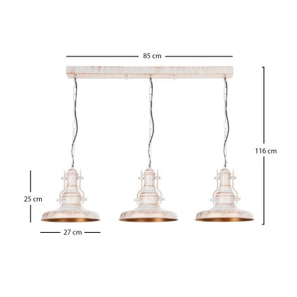 Brilagi - Luster na reťazi PYRONIC 3xE27/40W/230V krémová/patina