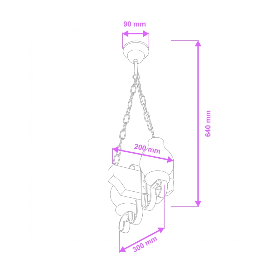 Brilagi - Luster na reťazi QUEEN 2xE14/40W/230V buk/orech