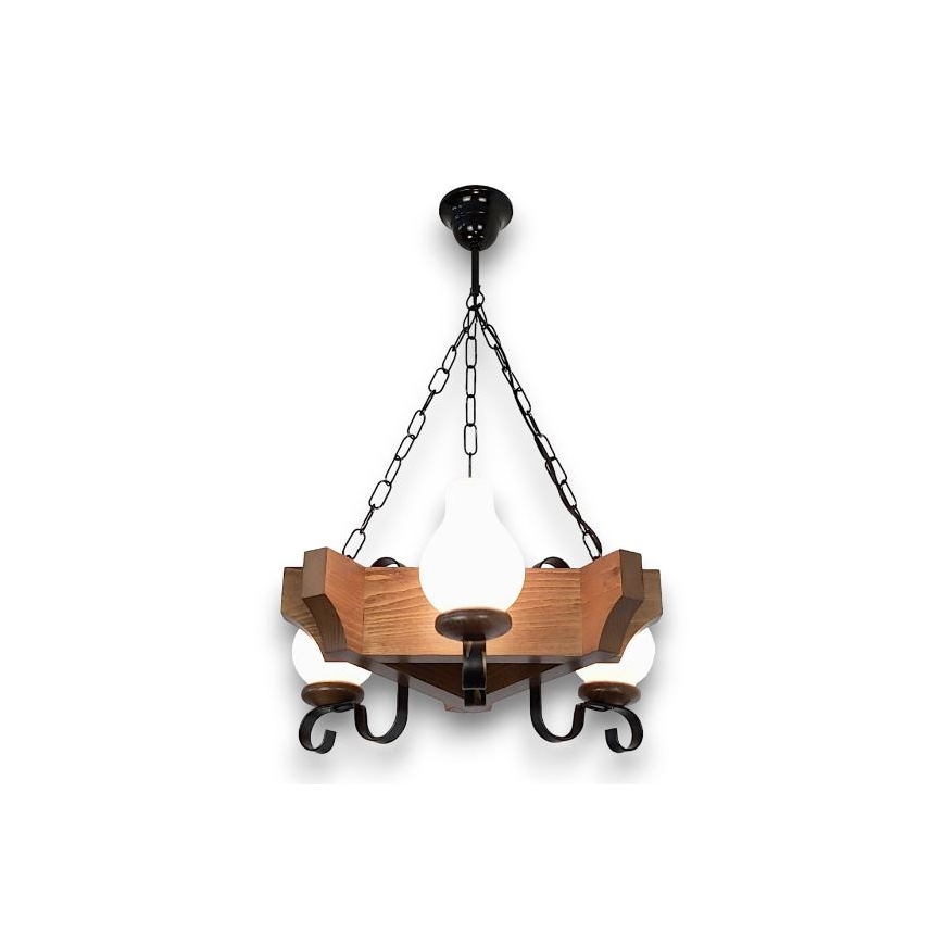 Brilagi - Luster na reťazi QUEEN 3xE14/40W/230V buk/orech