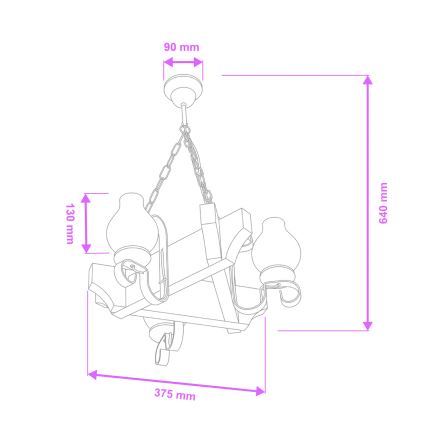 Brilagi - Luster na reťazi QUEEN 3xE14/40W/230V buk/orech
