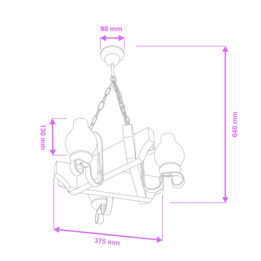 Brilagi - Luster na reťazi QUEEN 3xE14/40W/230V buk/orech