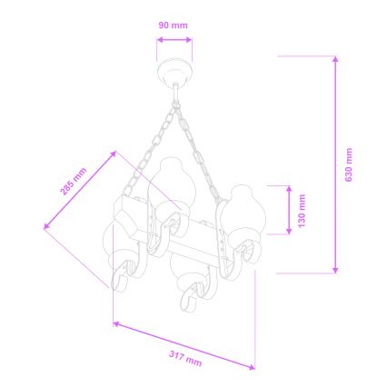 Brilagi - Luster na reťazi QUEEN 4xE14/40W/230V buk