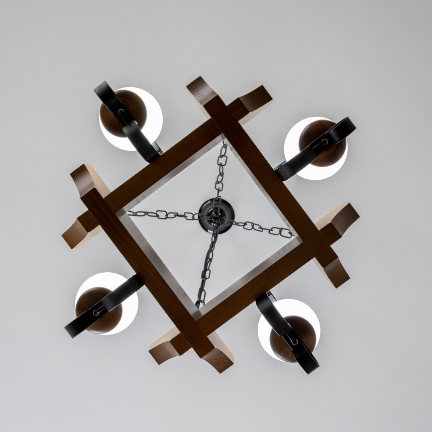 Brilagi - Luster na reťazi QUEEN 4xE14/40W/230V buk/orech