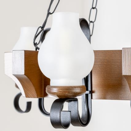 Brilagi - Luster na reťazi QUEEN 4xE14/40W/230V buk/orech