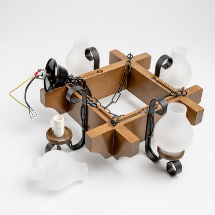 Brilagi - Luster na reťazi QUEEN 4xE14/40W/230V buk/orech