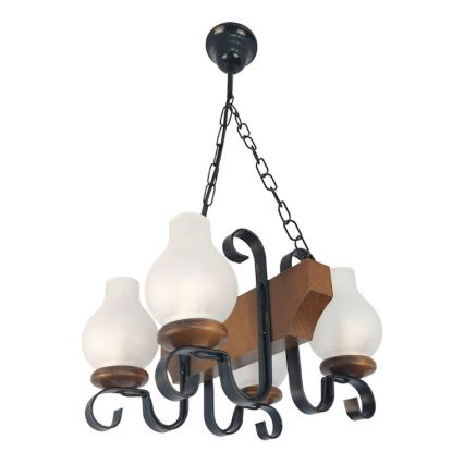 Brilagi - Luster na reťazi QUEEN 4xE14/40W/230V buk/orech