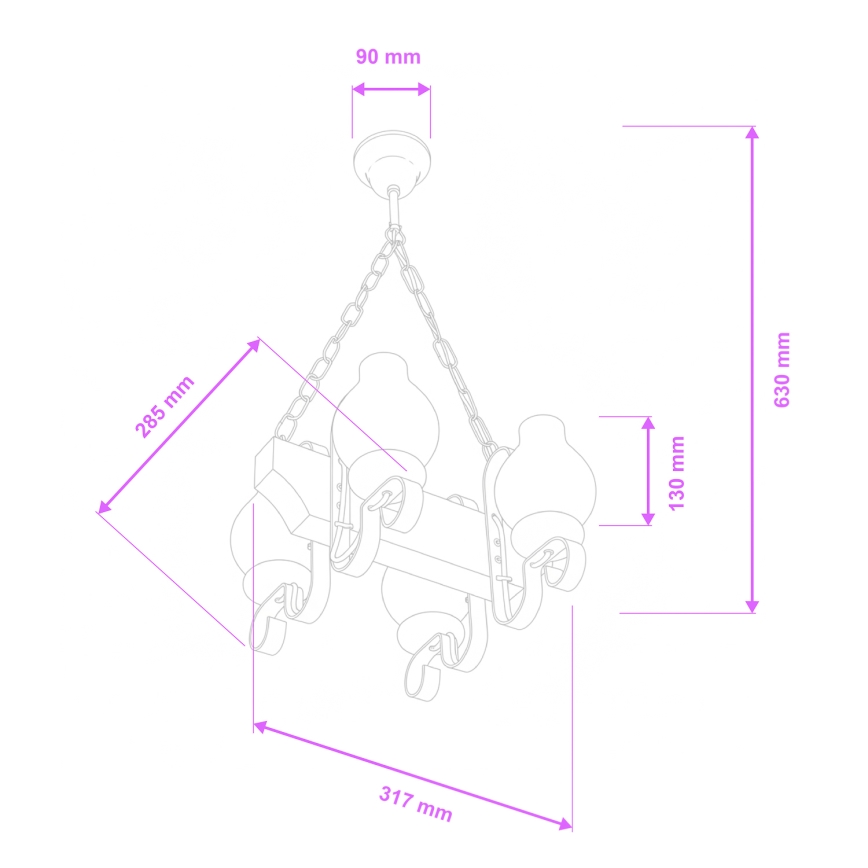 Brilagi - Luster na reťazi QUEEN 4xE14/40W/230V buk/orech