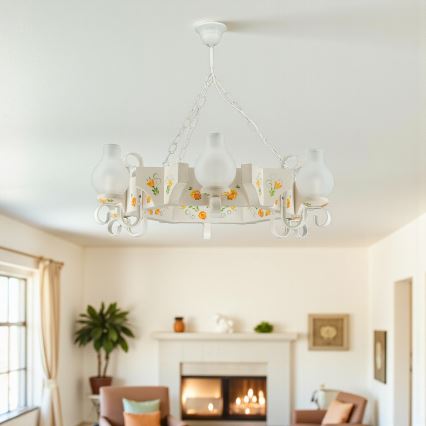 Brilagi - Luster na reťazi QUEEN 6xE14/40W/230V buk/krémová