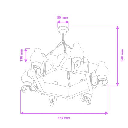 Brilagi - Luster na reťazi QUEEN 6xE14/40W/230V buk/orech