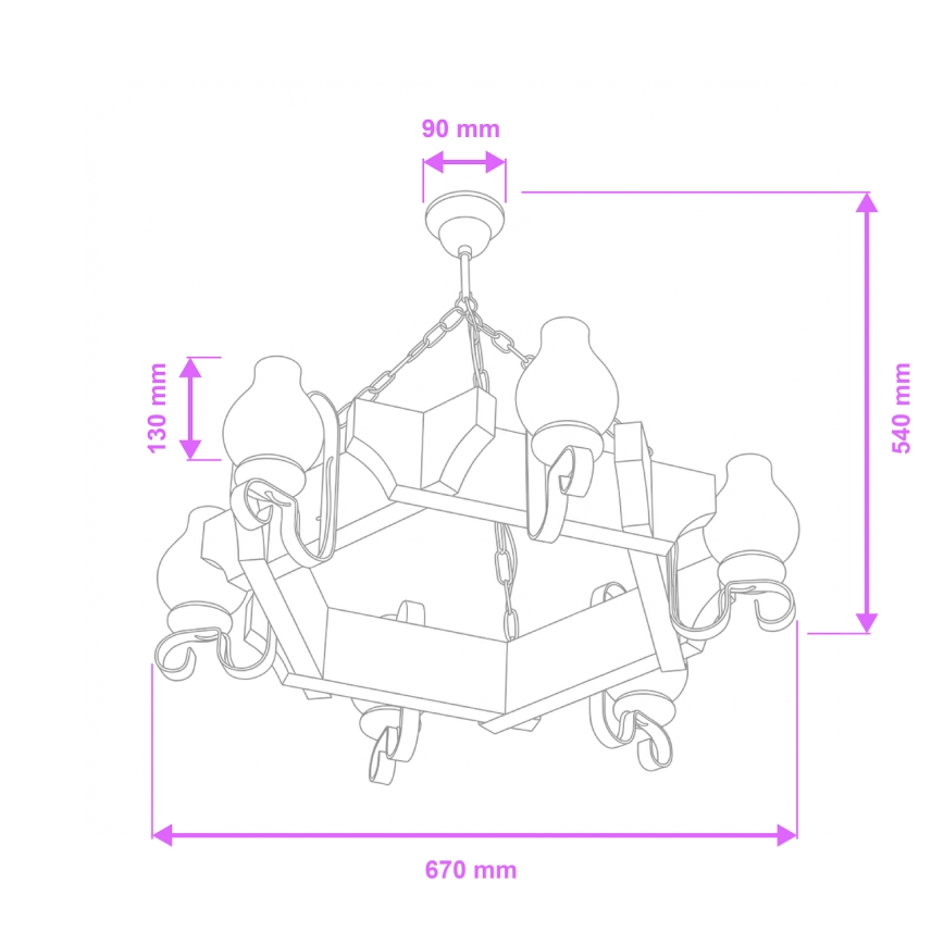 Brilagi - Luster na reťazi QUEEN 6xE14/40W/230V buk/orech