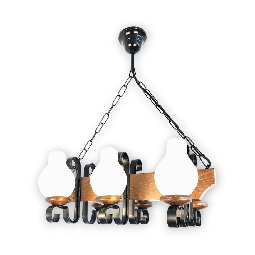 Brilagi - Luster na reťazi QUEEN 6xE14/40W/230V buk/orech