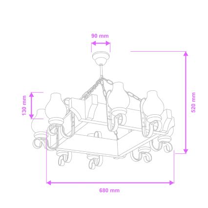 Brilagi - Luster na reťazi QUEEN 8xE14/40W/230V buk/krémová