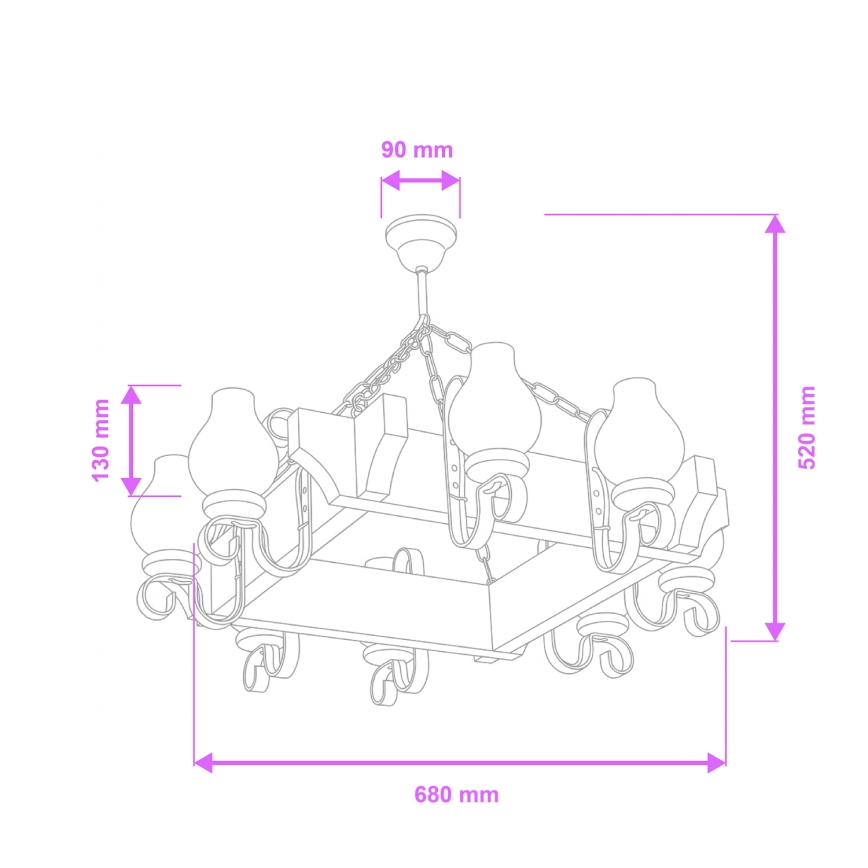 Brilagi - Luster na reťazi QUEEN 8xE14/40W/230V buk/krémová