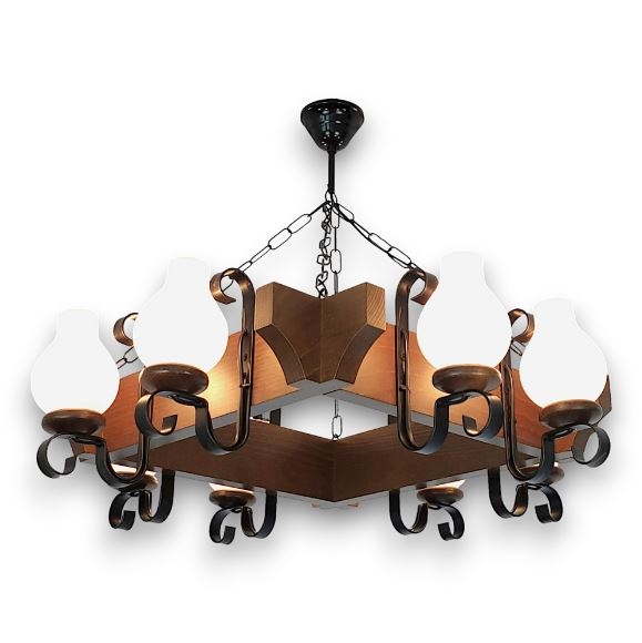 Brilagi - Luster na reťazi QUEEN 8xE14/40W/230V buk/orech