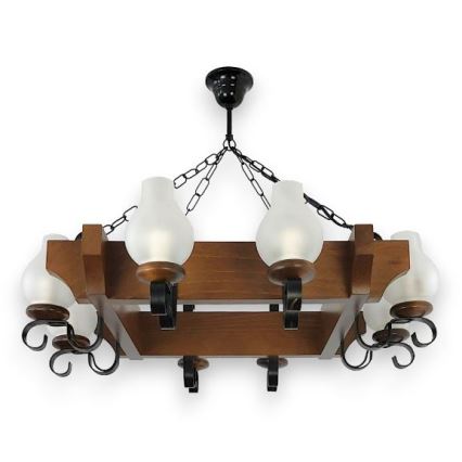 Brilagi - Luster na reťazi QUEEN 8xE14/40W/230V buk/orech