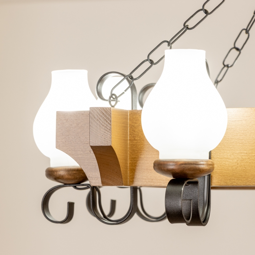 Brilagi - Luster na reťazi QUEEN 8xE14/40W/230V buk/orech