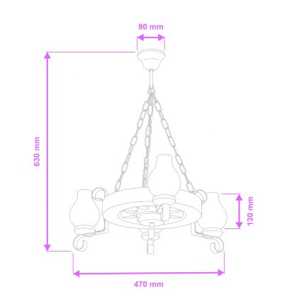 Brilagi - Luster na reťazi ROATA 3xE14/40W/230V buk
