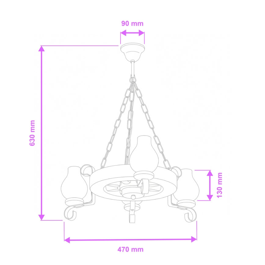 Brilagi - Luster na reťazi ROATA 3xE14/40W/230V buk