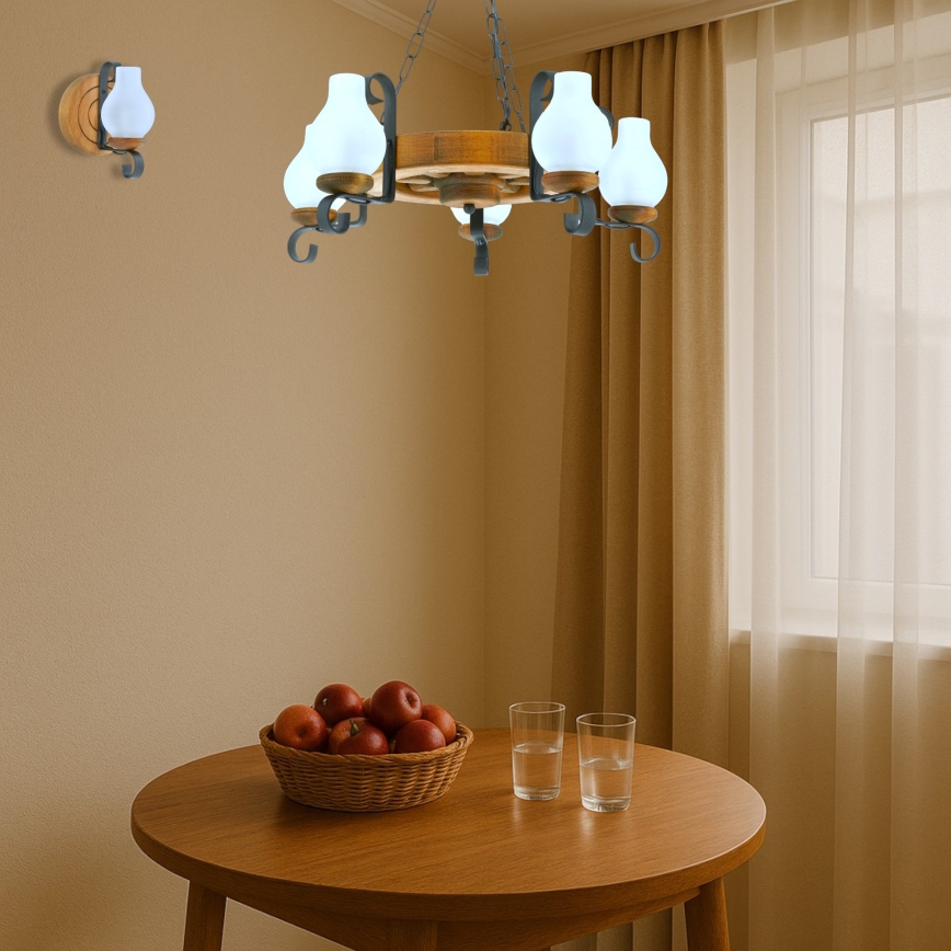 Brilagi - Luster na reťazi ROATA 5xE14/40W/230V buk