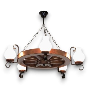 Brilagi - Luster na reťazi ROATA 5xE14/40W/230V buk/orech