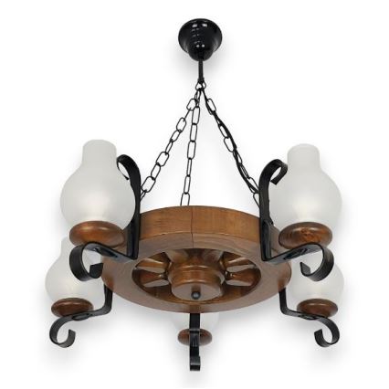 Brilagi - Luster na reťazi ROATA 5xE14/40W/230V buk/orech
