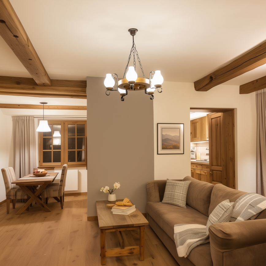 Brilagi - Luster na reťazi ROATA 5xE14/40W/230V pr. 50 cm buk/orech