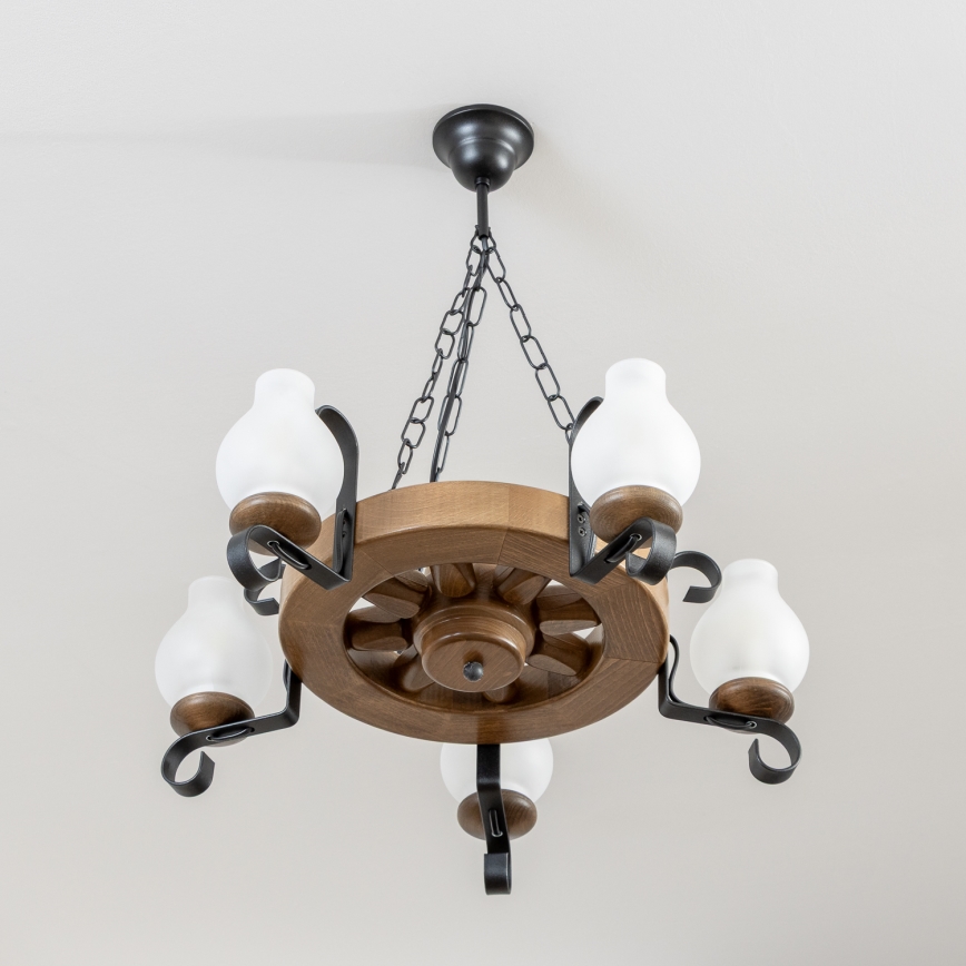 Brilagi - Luster na reťazi ROATA 5xE14/40W/230V pr. 50 cm buk/orech